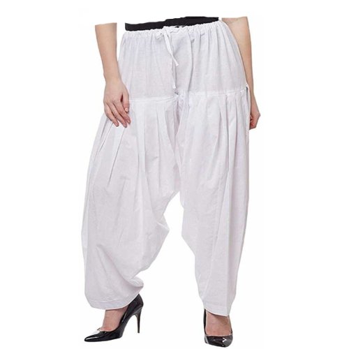 Women's White Cotton Salwar Free Size