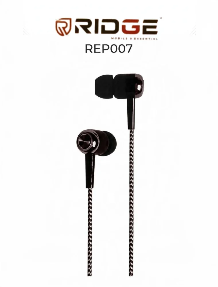 Ridge REP007 Premium Wired Earphones with Tangle-Resistant Braided Cable